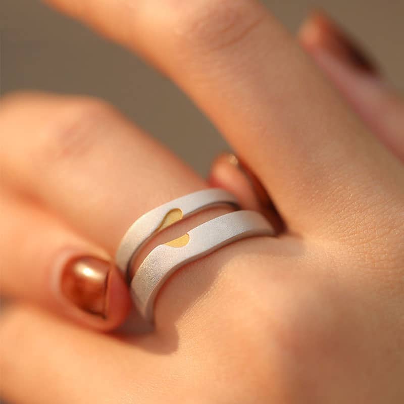 Matching Couple Heart Rings in Sterling Silver (image for) Matching Couple Heart Rings in Sterling Silver